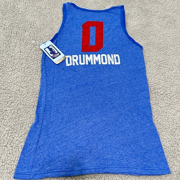 NBA Pistons Drummond Tank Top Majestic Threads Size M NWT Blue Red - Picture 2 of 6